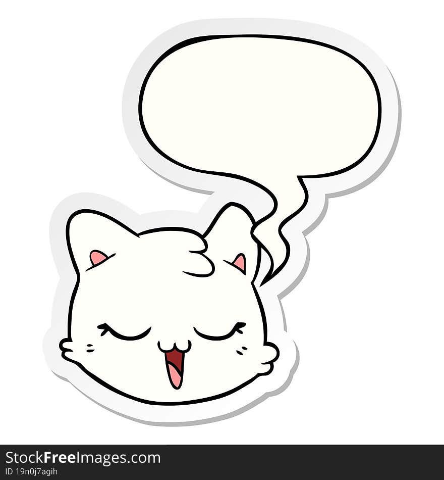 cartoon cat face and speech bubble sticker