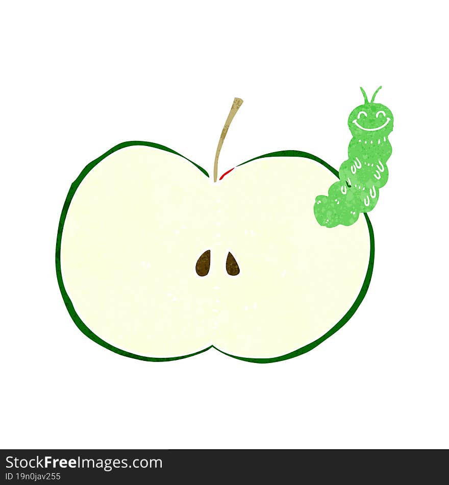 cartoon bug eating apple