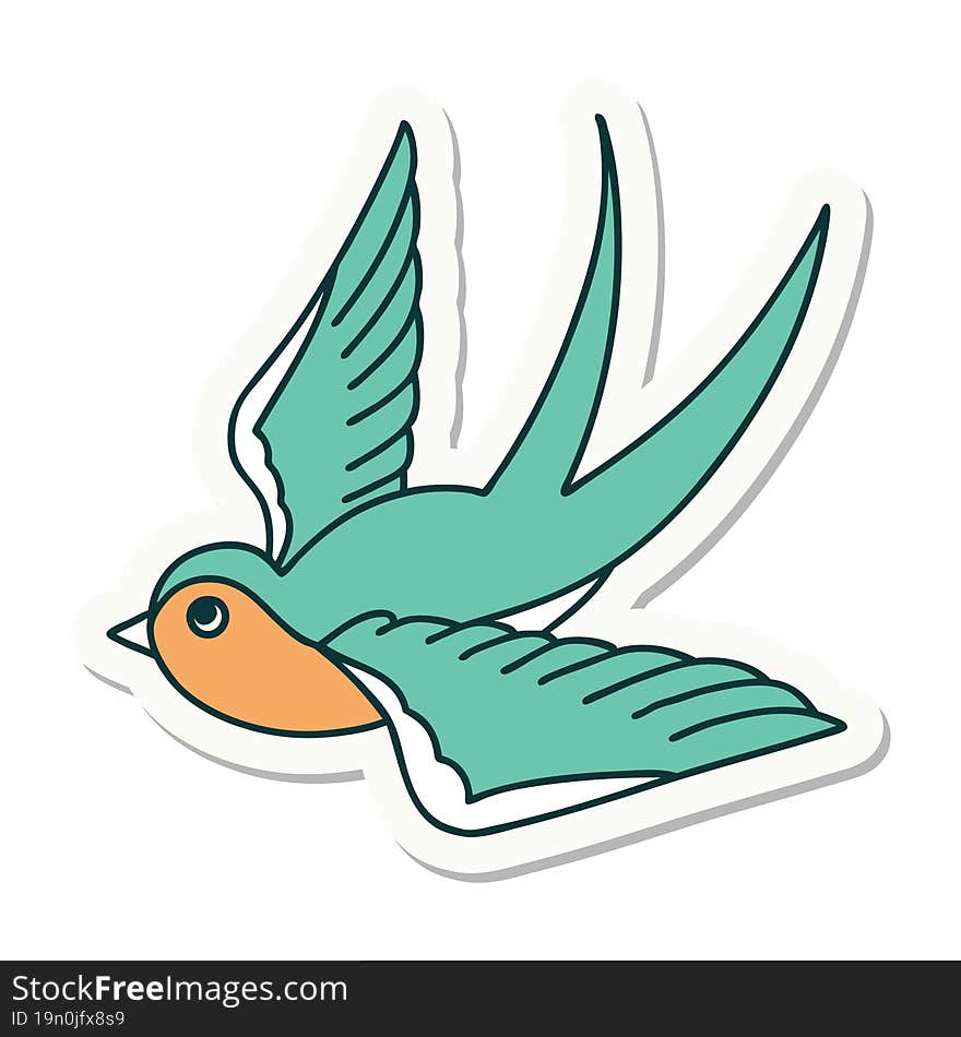 tattoo style sticker of a swallow