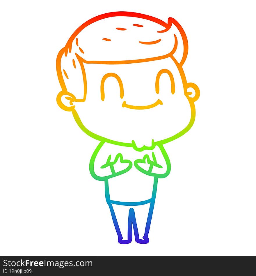 rainbow gradient line drawing of a cartoon friendly man