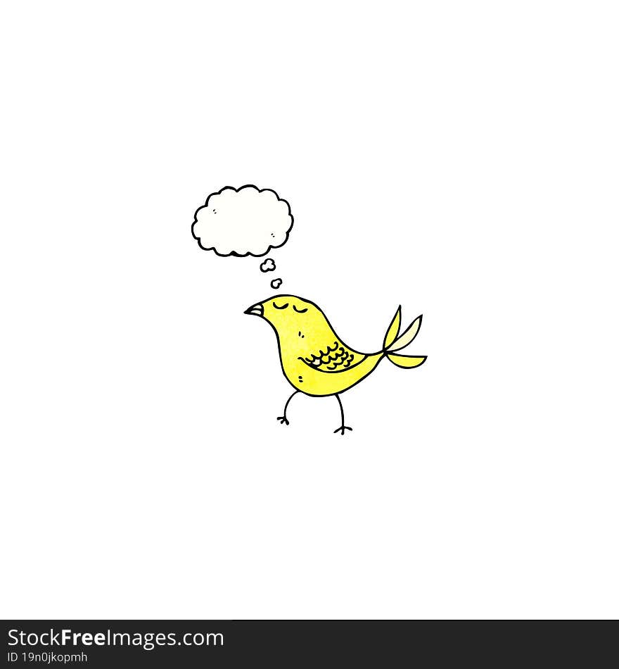 cartoon bird with thought bubble