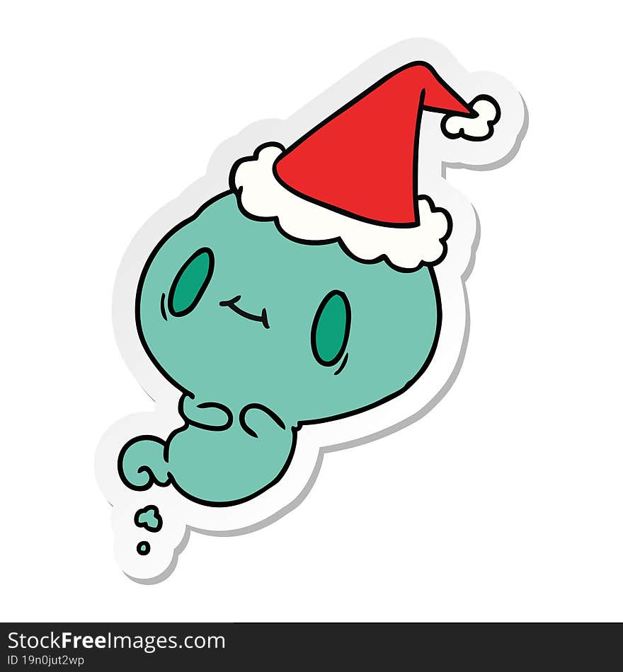 christmas sticker cartoon of kawaii ghost