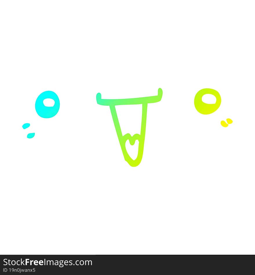 cold gradient line drawing of a cute cartoon face