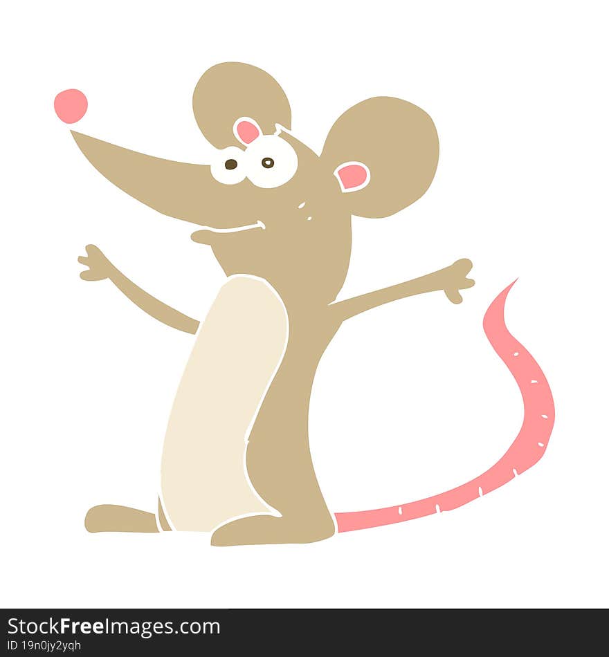 Flat Color Illustration Of A Cartoon Mouse