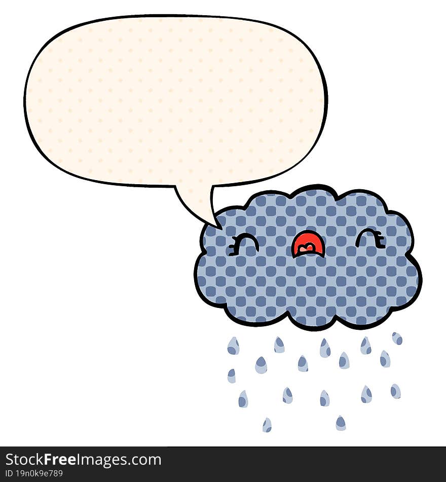 cute cartoon cloud and speech bubble in comic book style