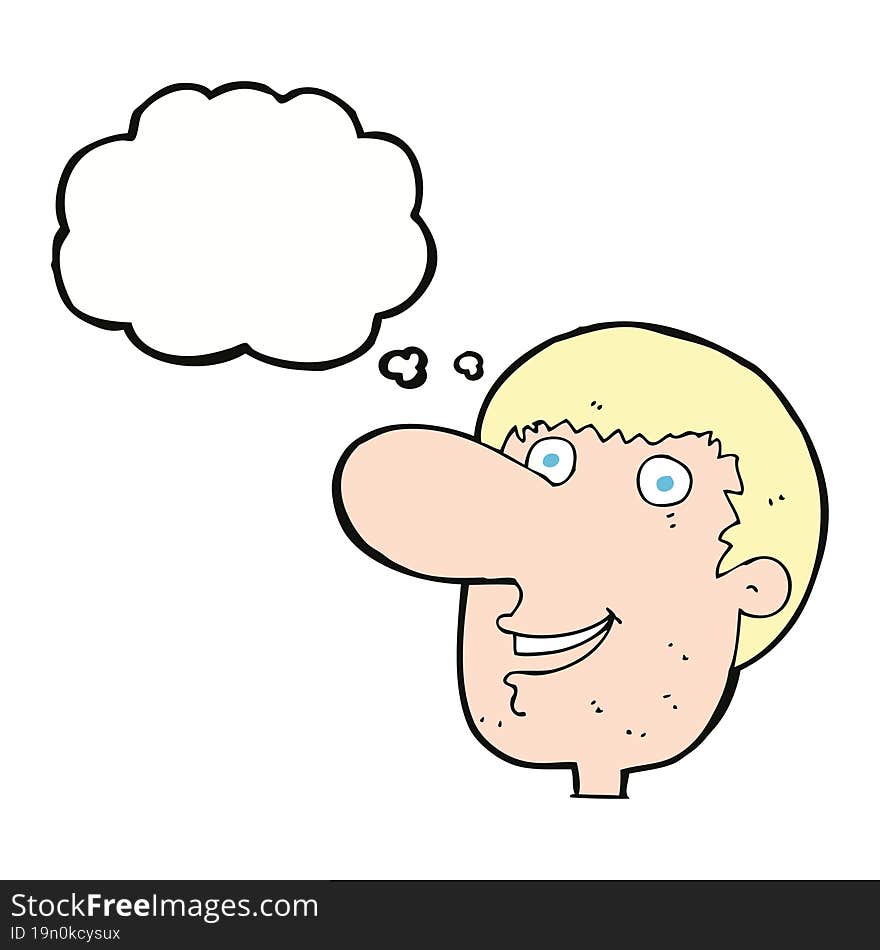 Cartoon Happy Male Face With Thought Bubble