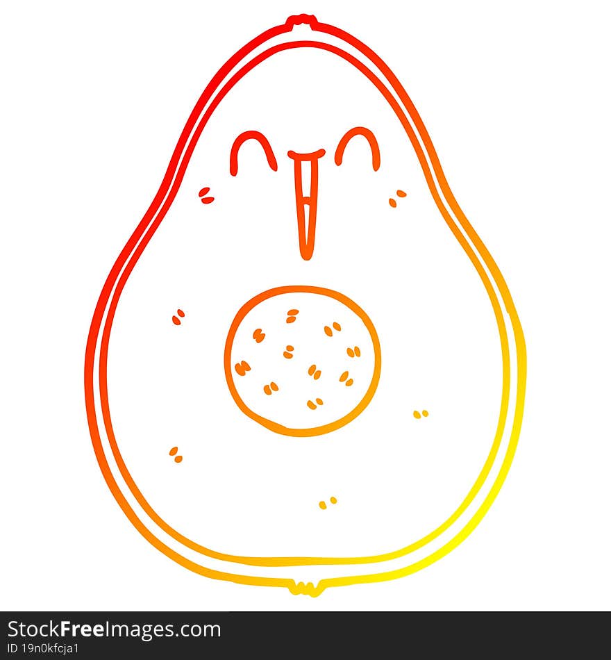 warm gradient line drawing cartoon happy avocado