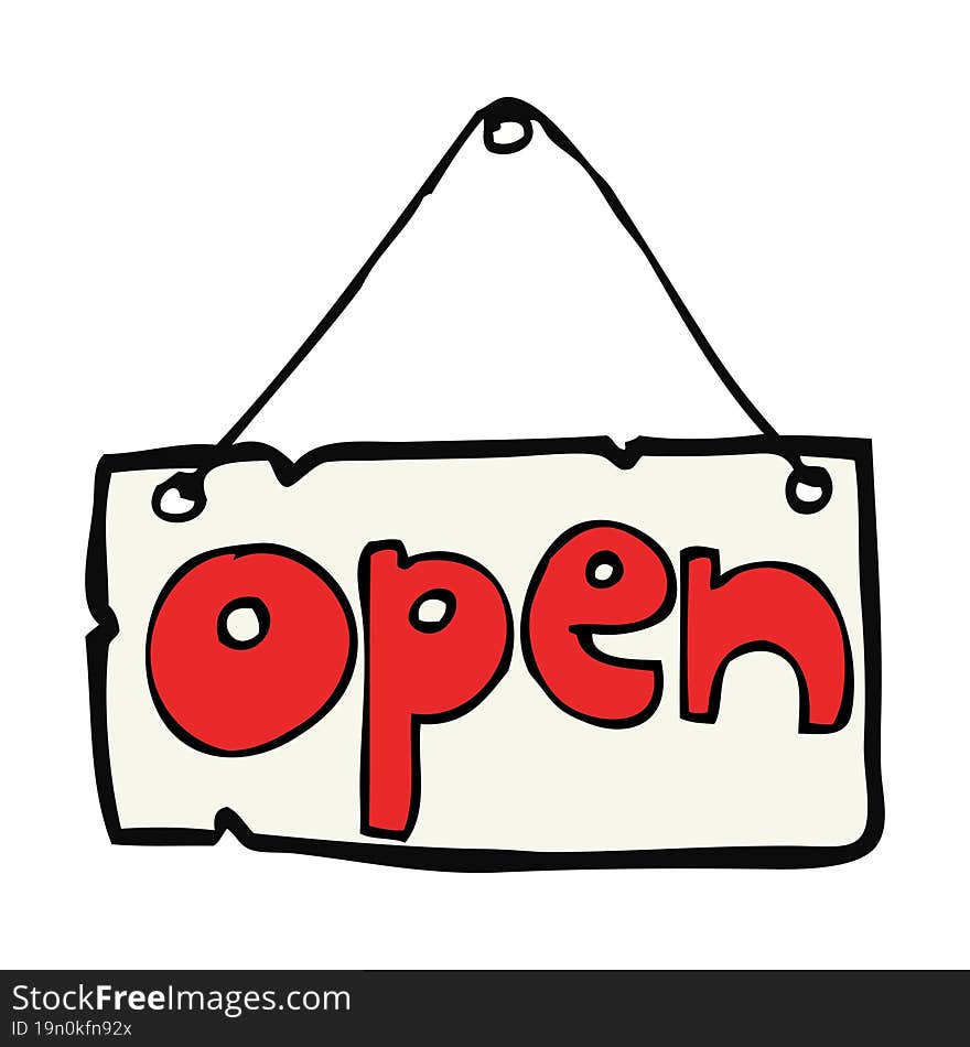 Cartoon Open Shop Sign