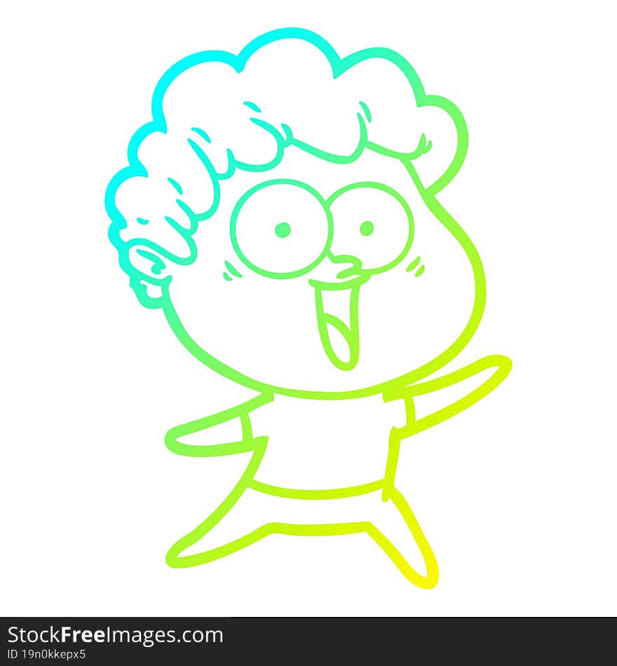 cold gradient line drawing excited man cartoon