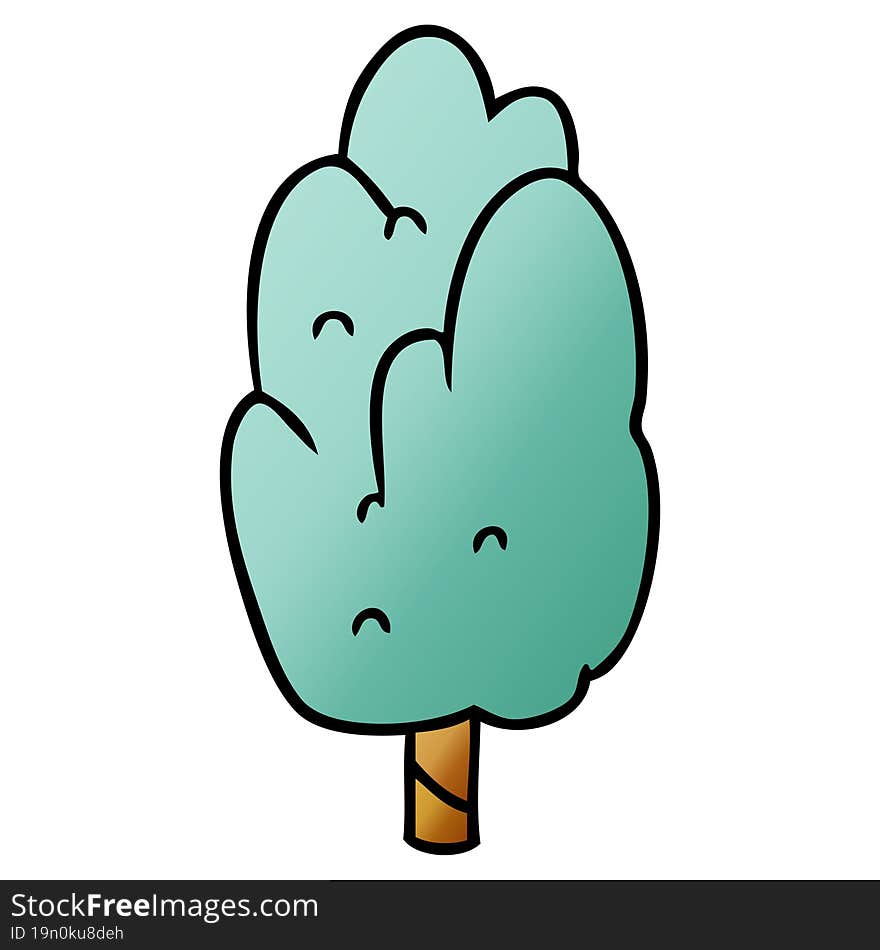 gradient cartoon doodle single green tree