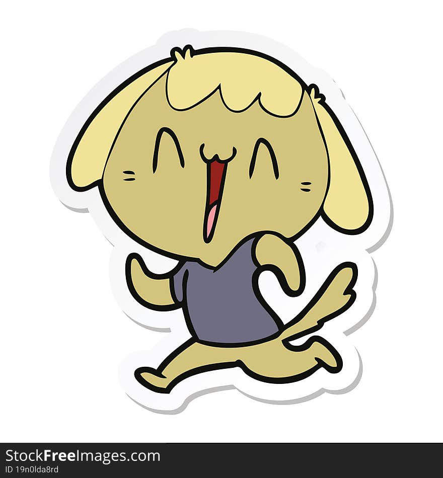 Sticker Of A Cute Cartoon Dog