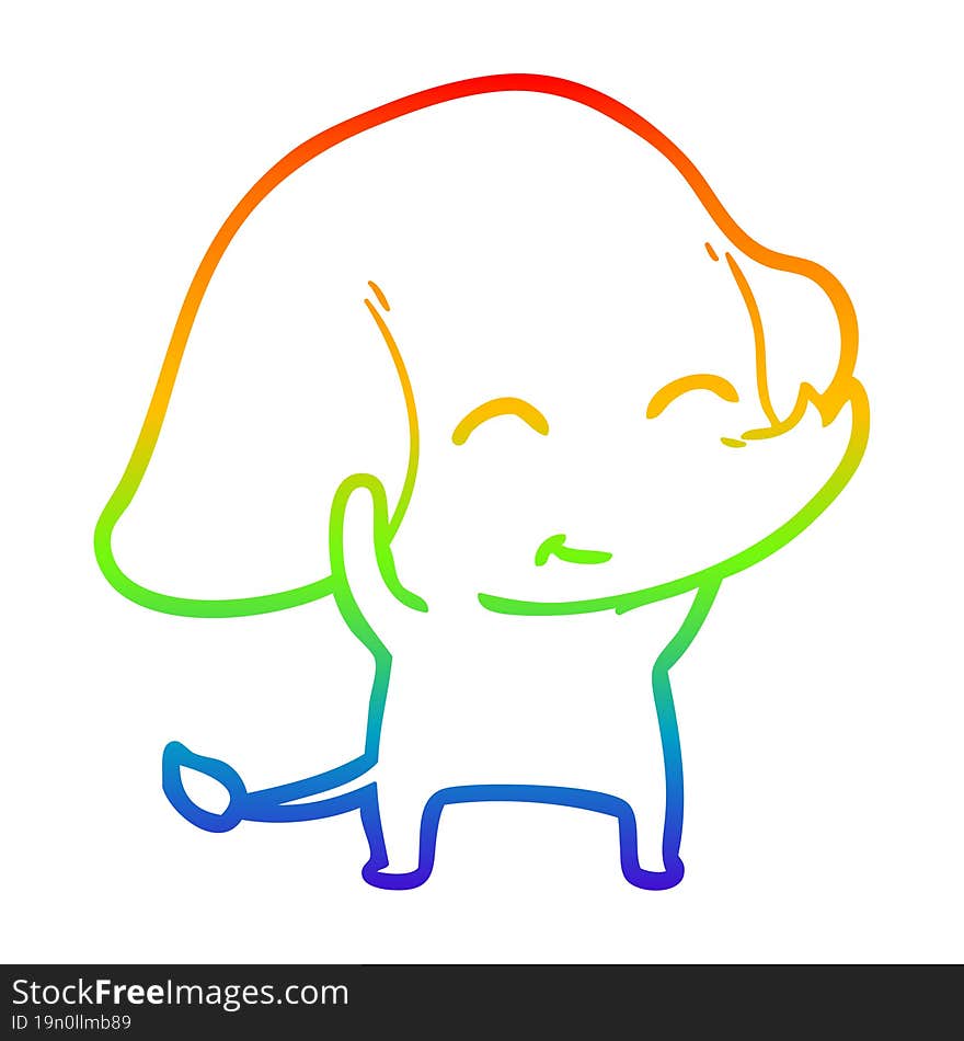 rainbow gradient line drawing cute cartoon elephant