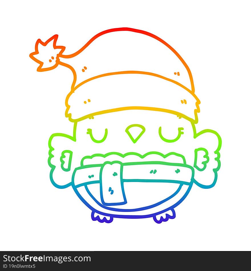 rainbow gradient line drawing cute christmas owl