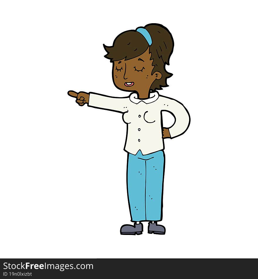 Cartoon Friendly Woman Pointing