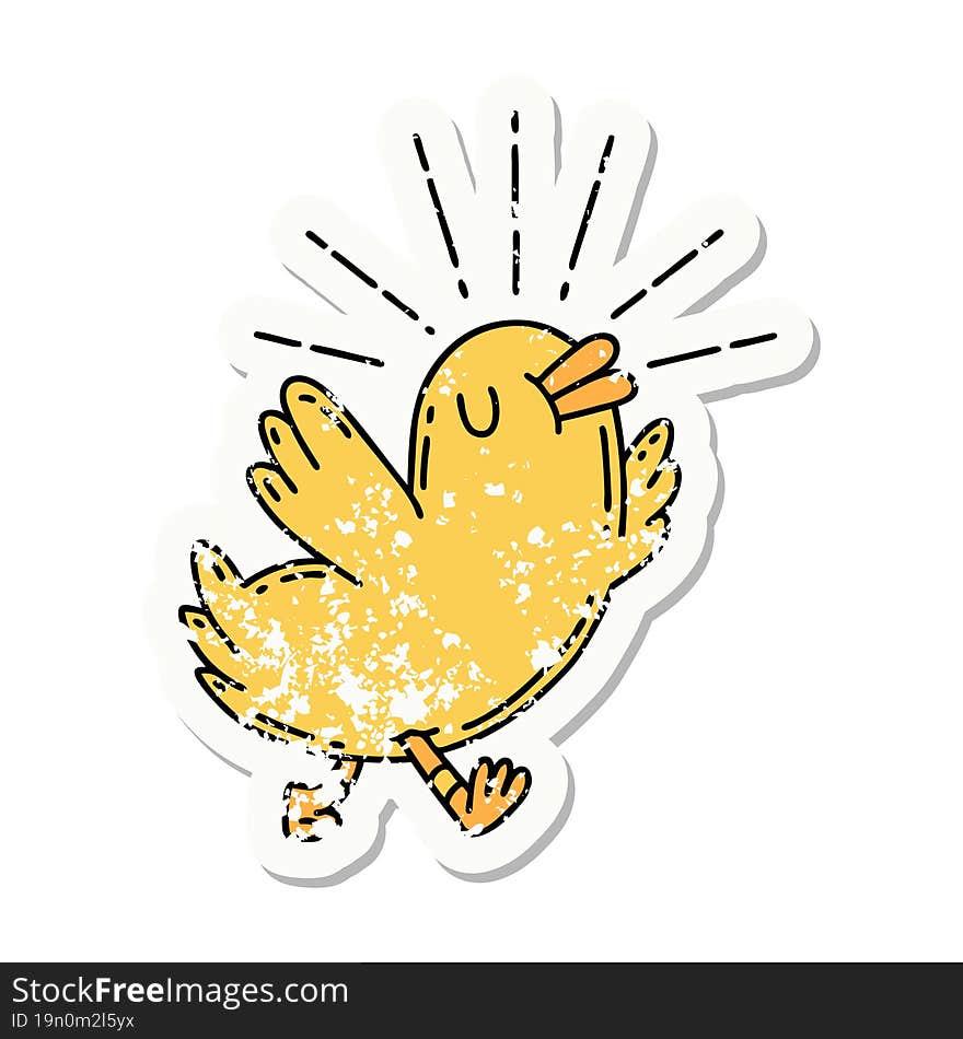 Grunge Sticker Of Tattoo Style Happy Bird