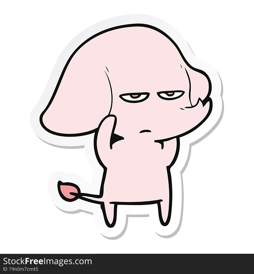 sticker of a annoyed cartoon elephant