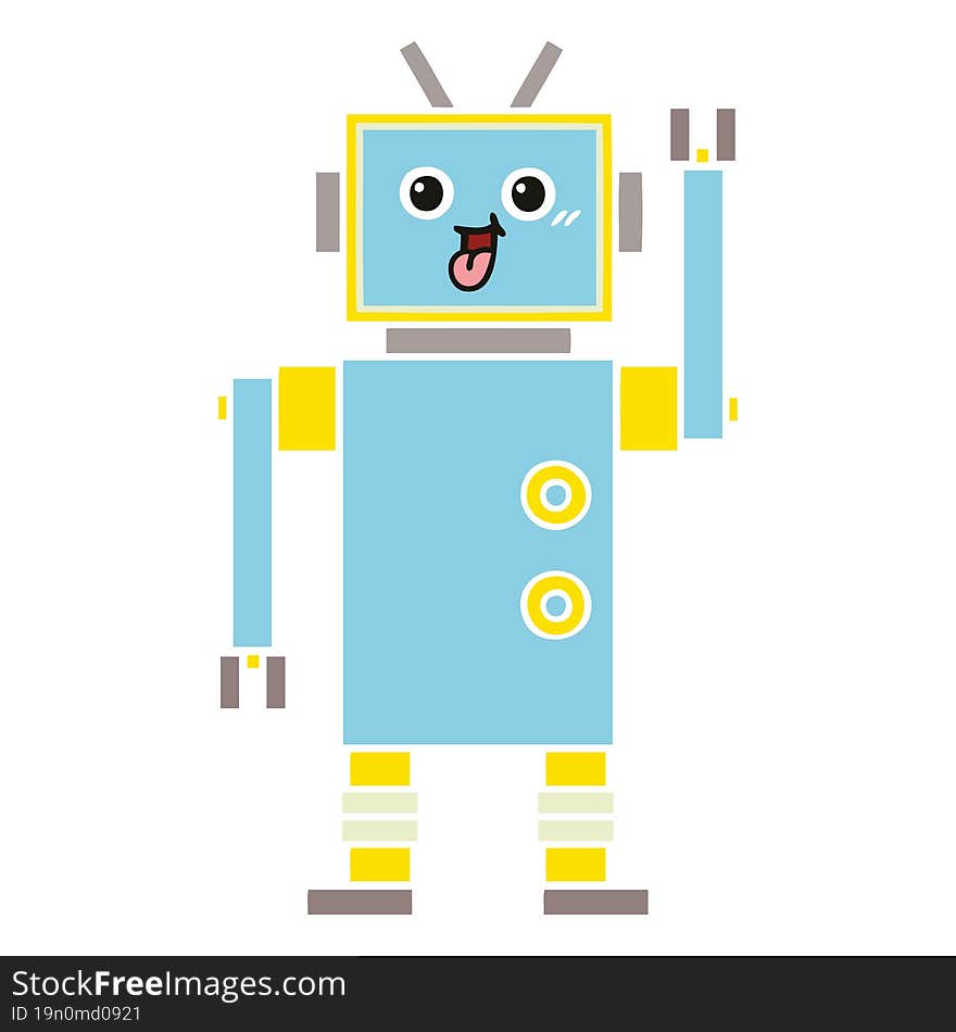 Flat Color Retro Cartoon Robot