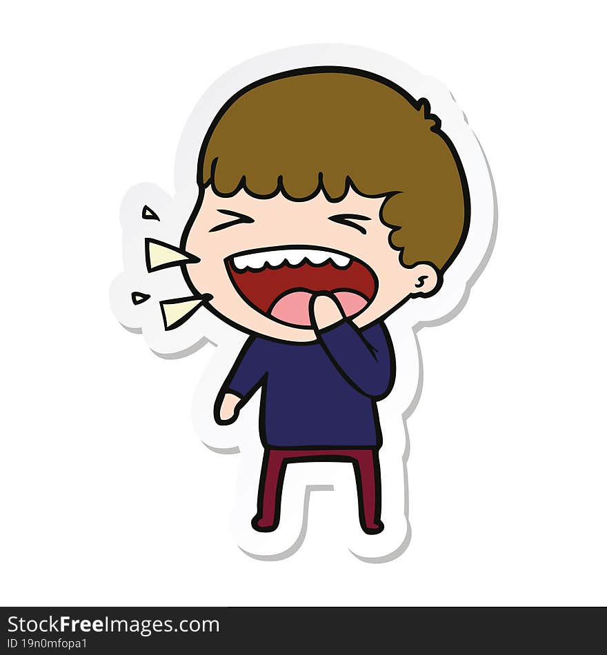 sticker of a cartoon laughing man