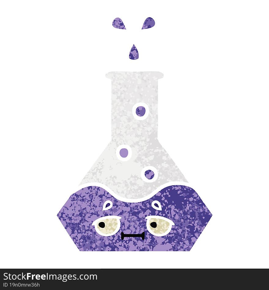 retro illustration style cartoon science beaker