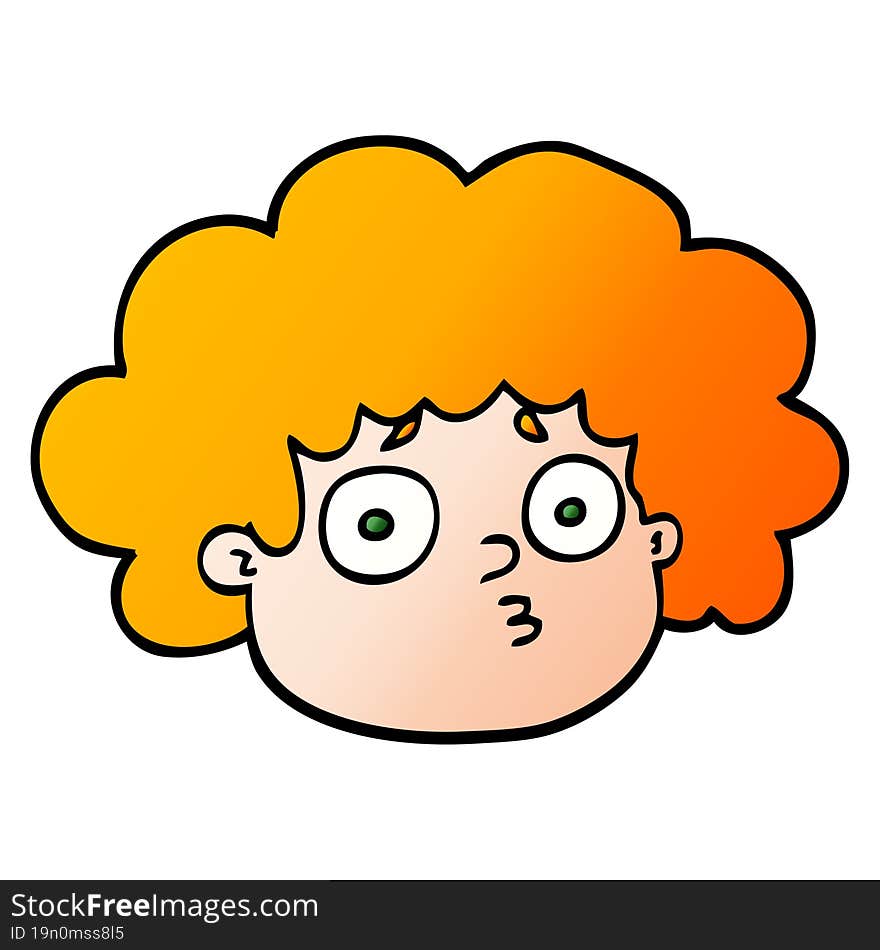 vector gradient illustration cartoon big hair boy