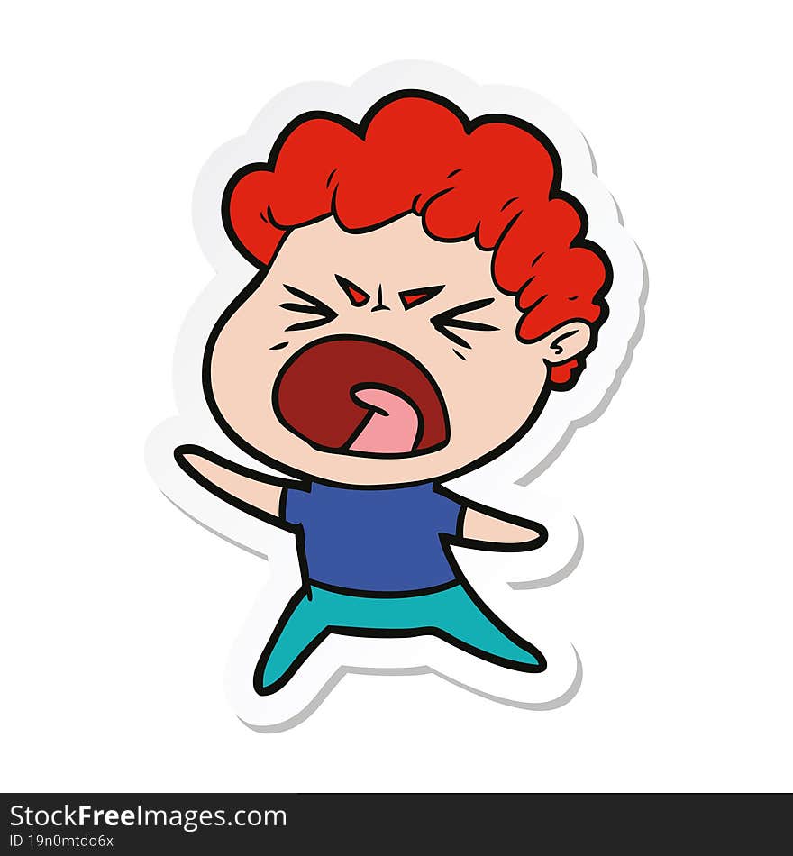 sticker of a cartoon furious man