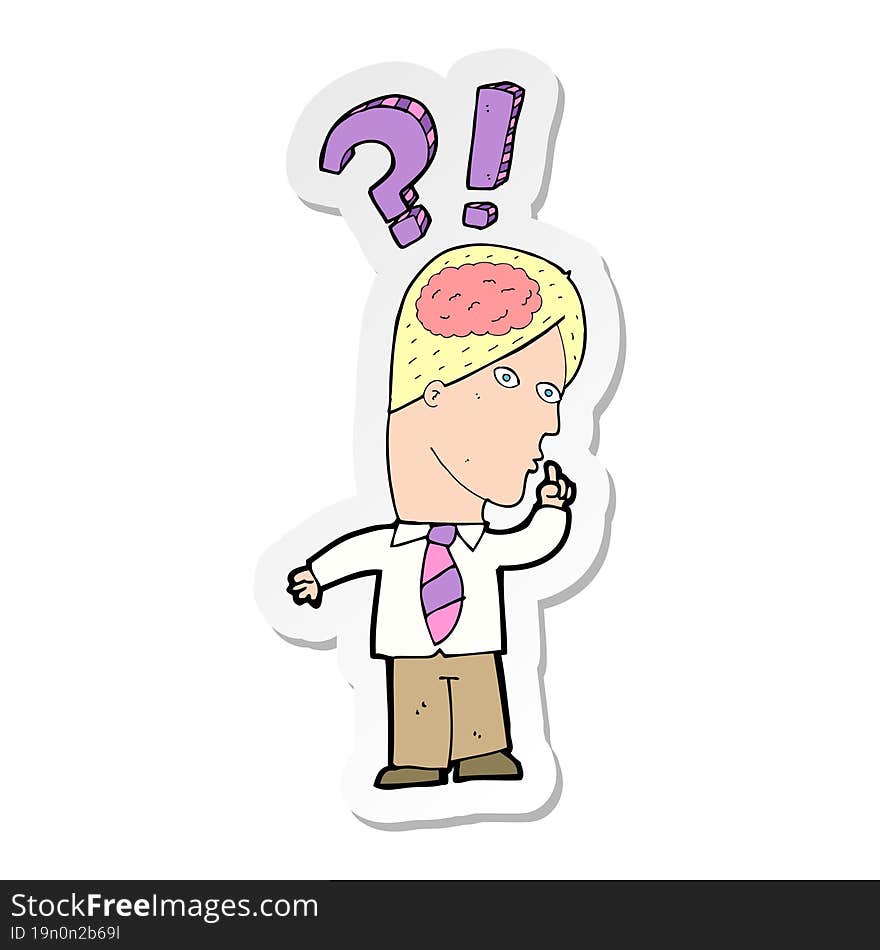 Sticker Of A Cartoon Man Asking Question