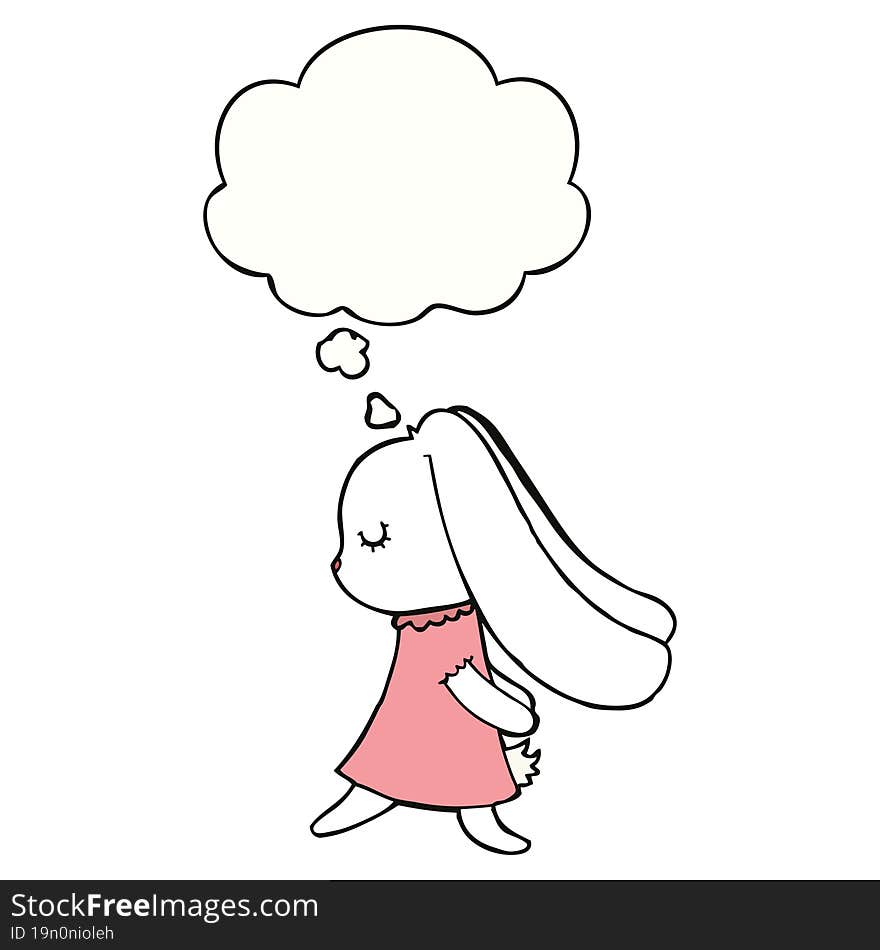 cute cartoon rabbit and thought bubble