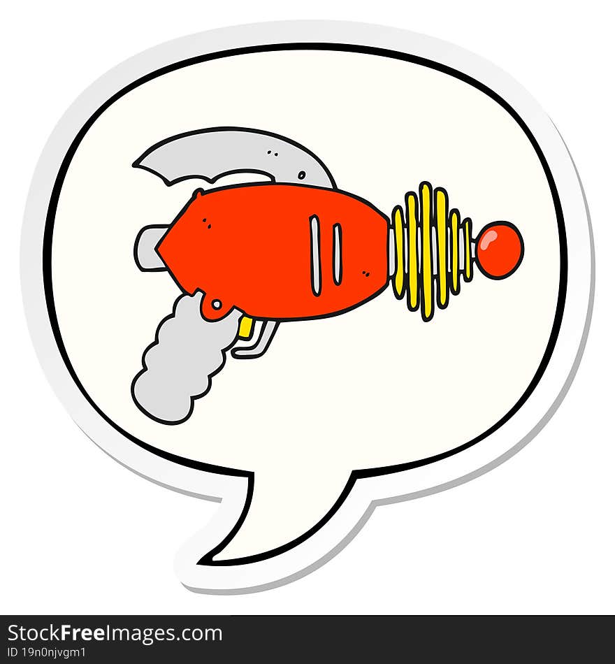 Cartoon Ray Gun And Speech Bubble Sticker