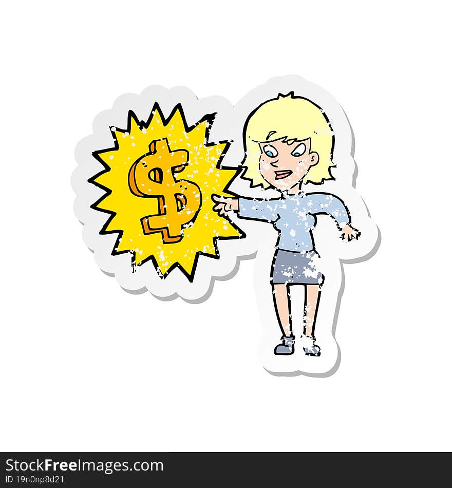 retro distressed sticker of a making money cartoon