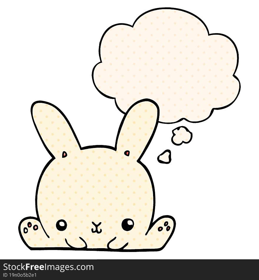 cartoon rabbit with thought bubble in comic book style