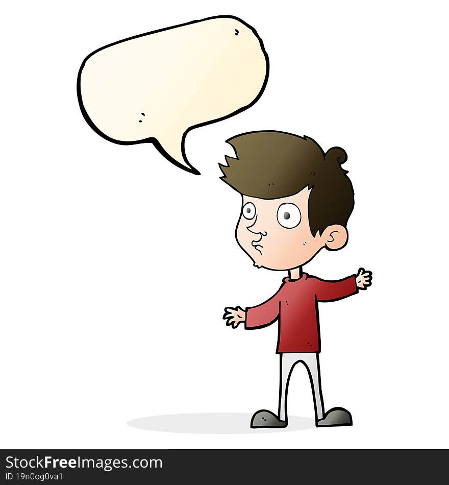 Cartoon Curious Boy With Speech Bubble