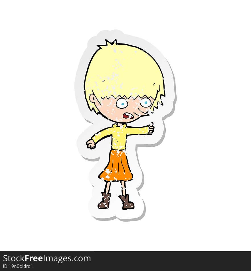 retro distressed sticker of a cartoon woman stressing out