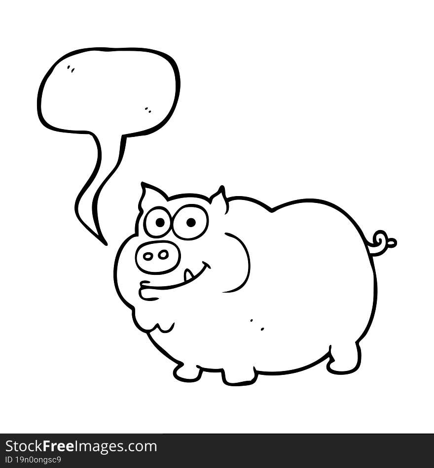 freehand drawn speech bubble cartoon pig