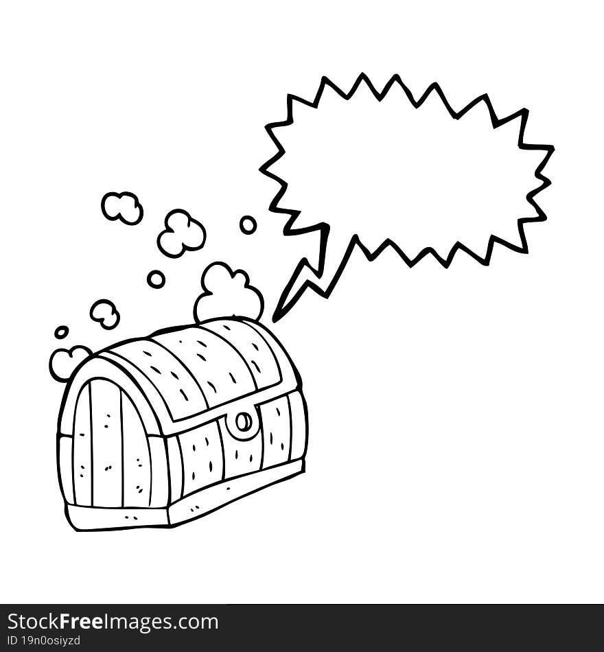 freehand drawn speech bubble cartoon treasure chest