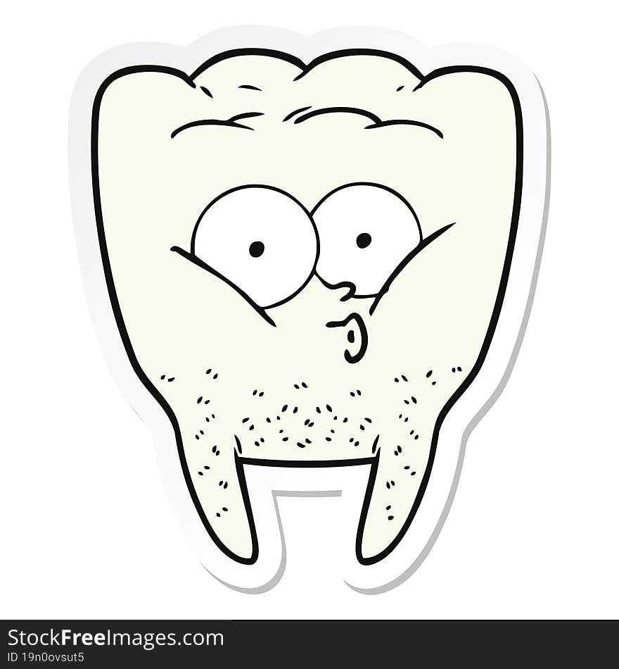 sticker of a cartoon whistling tooth