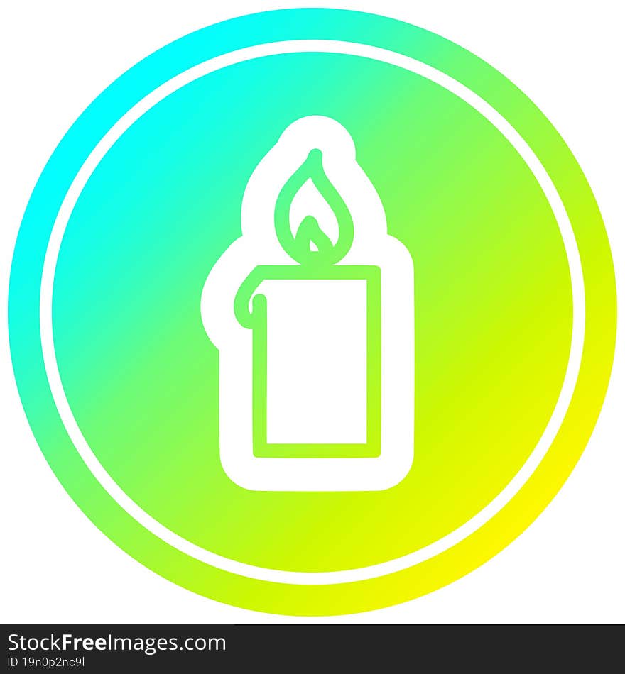 burning candle circular icon with cool gradient finish. burning candle circular icon with cool gradient finish