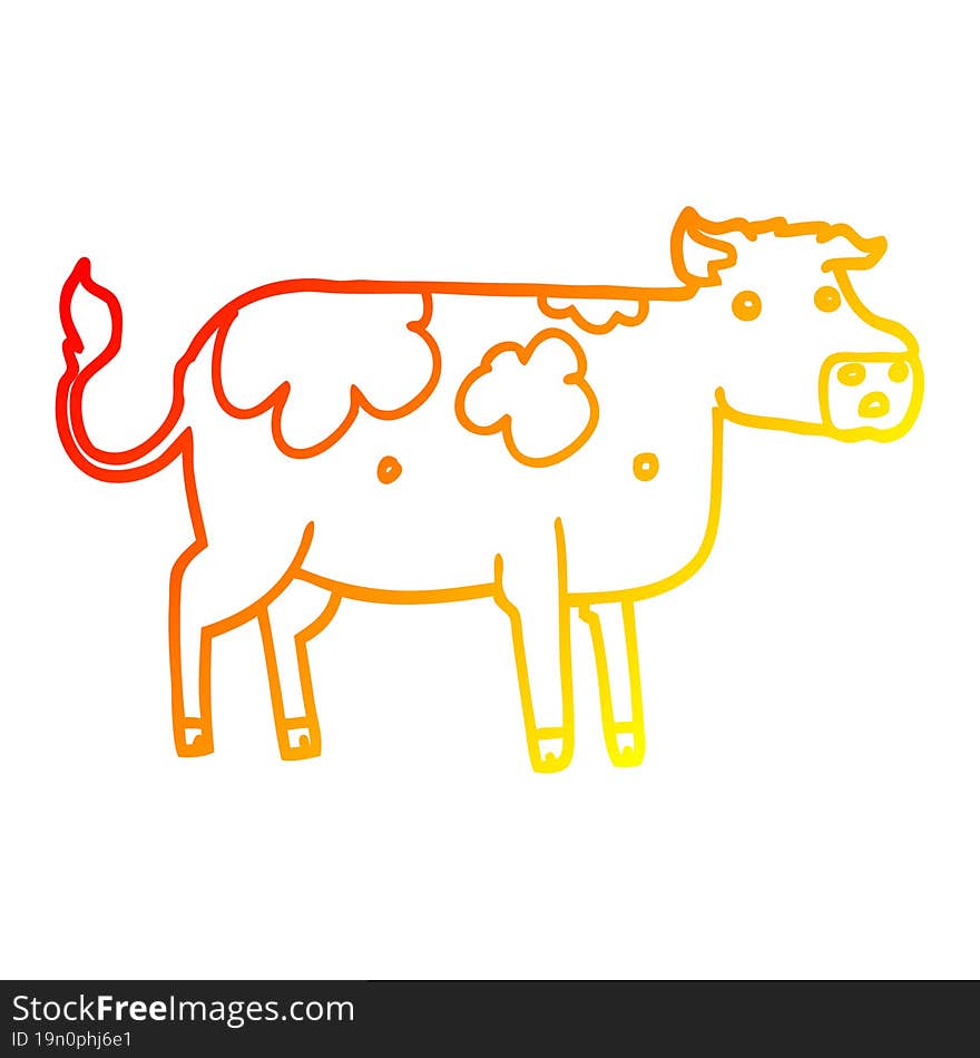 warm gradient line drawing cartoon cow