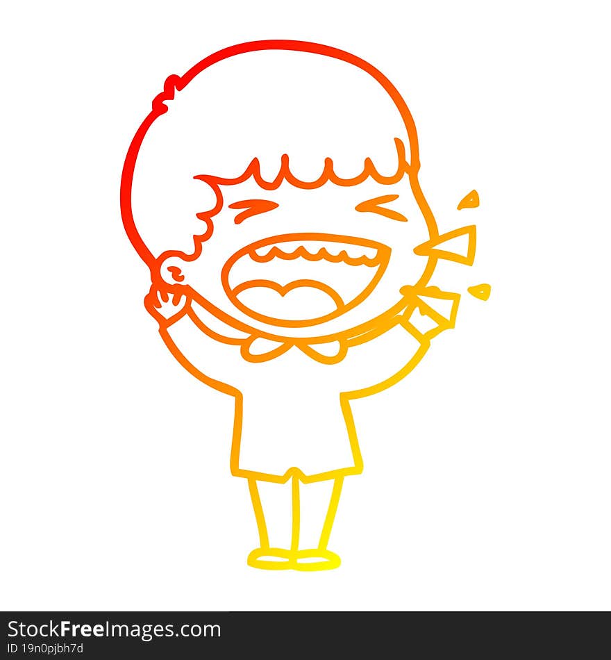 warm gradient line drawing of a cartoon laughing man