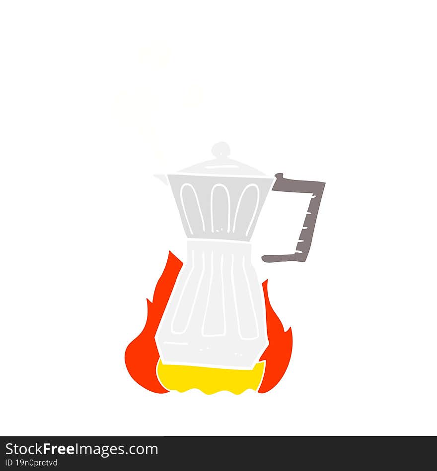 flat color illustration of a cartoon espresso stovetop maker