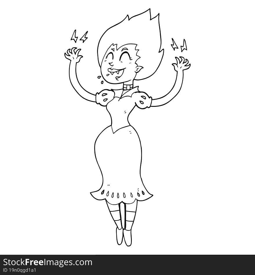 black and white cartoon vampire girl