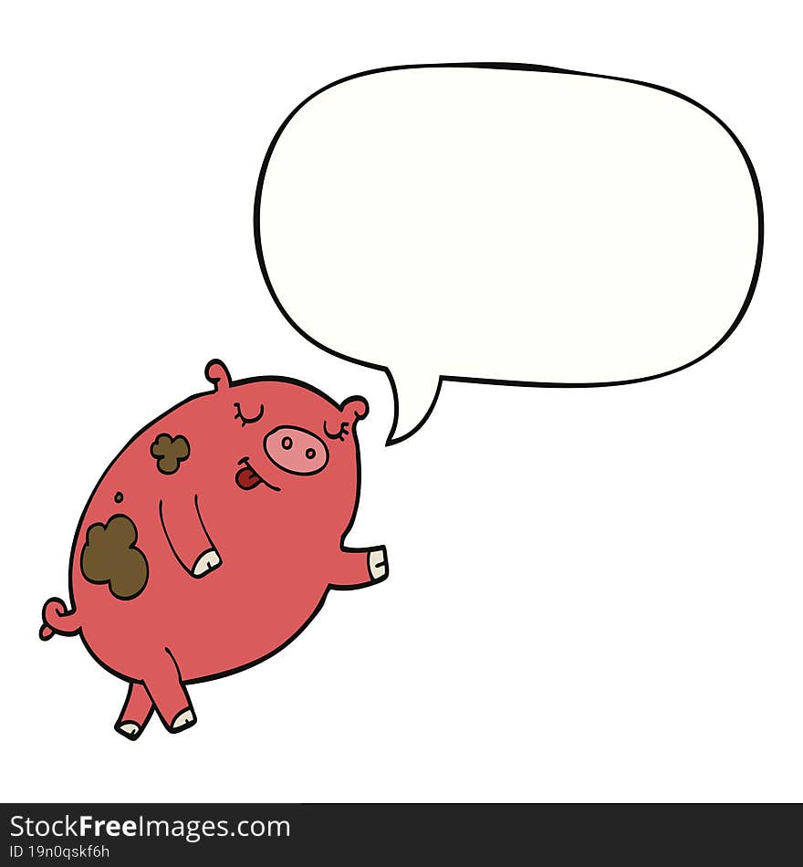 Cartoon Dancing Pig And Speech Bubble