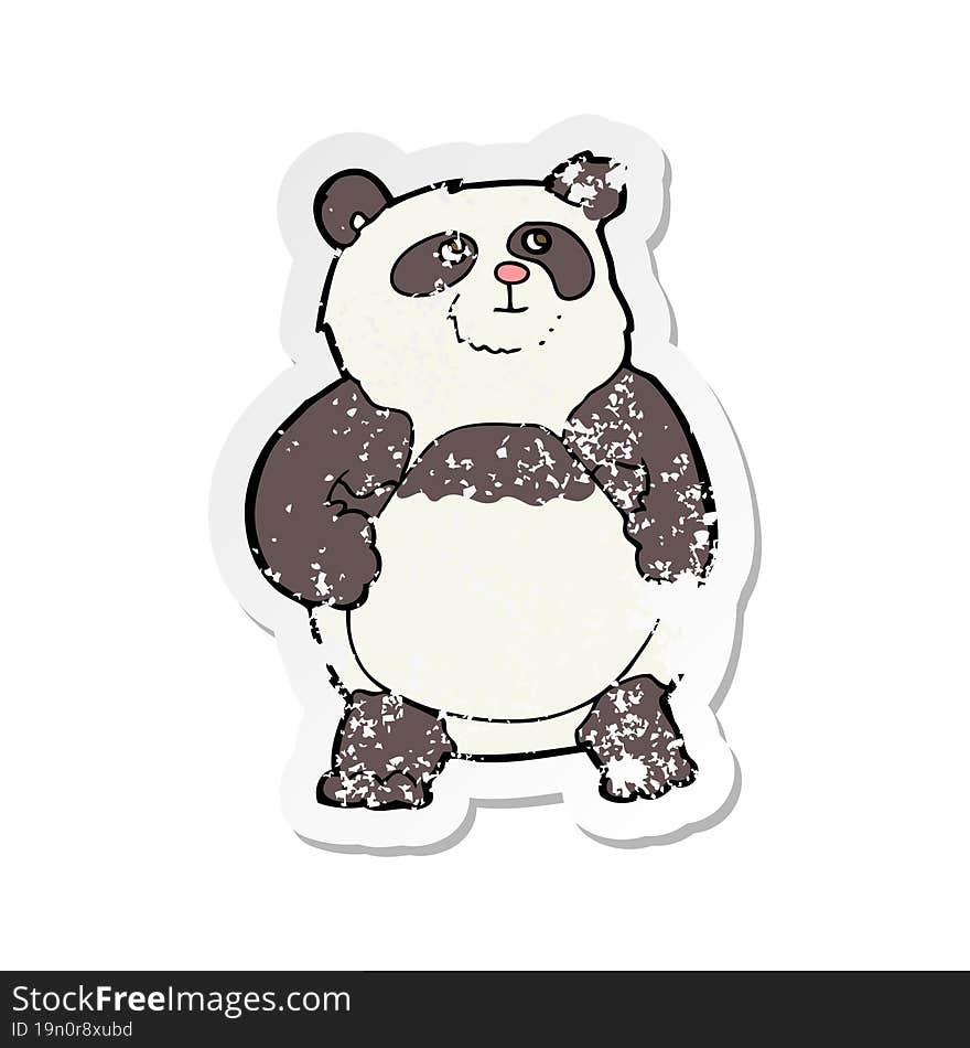 retro distressed sticker of a cartoon panda