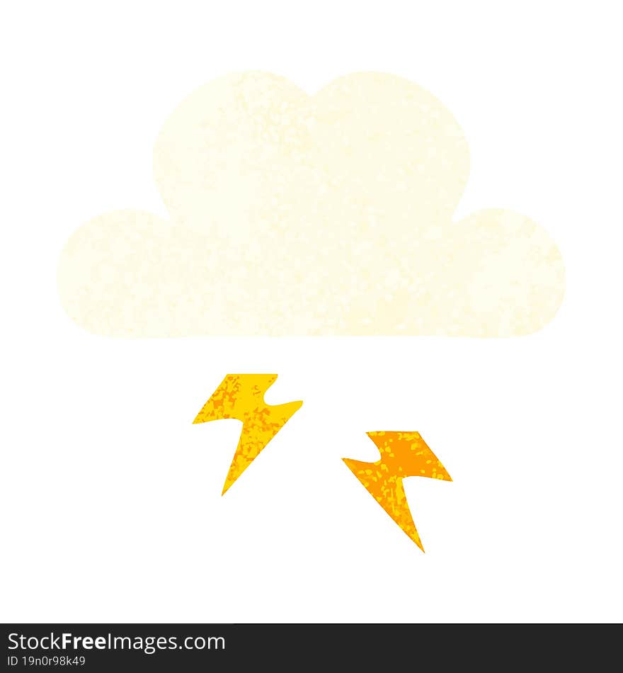 retro illustration style cartoon thunder cloud