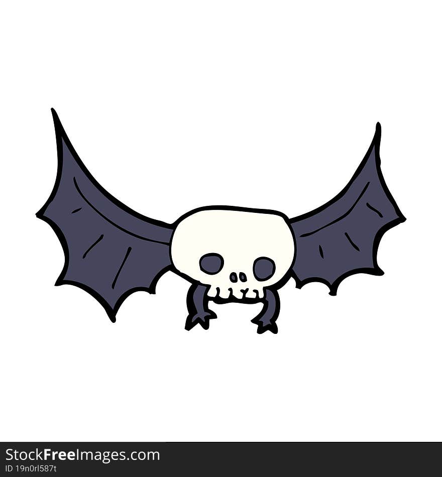 cartoon spooky skull bat