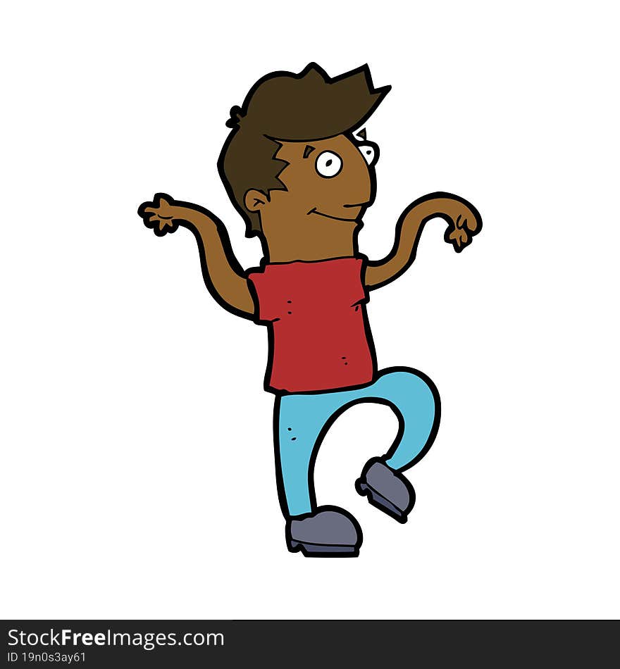 Cartoon Happy Man Doing Funny Dance