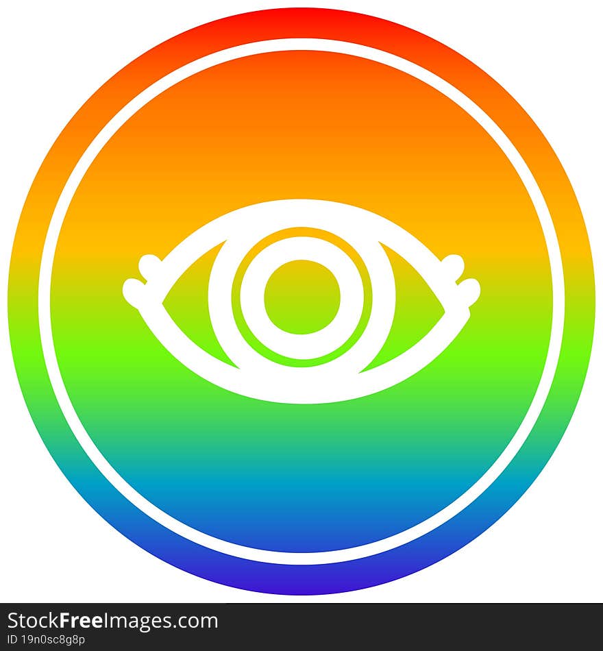 staring eye circular in rainbow spectrum