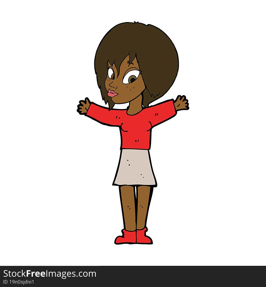 Cartoon Woman With Open Arms