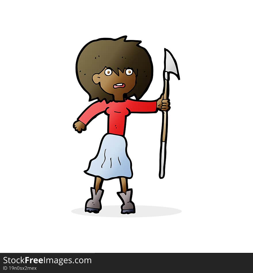 cartoon woman with harpoon