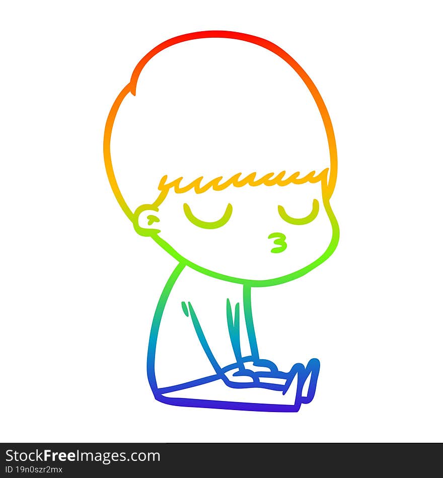 rainbow gradient line drawing cartoon calm boy