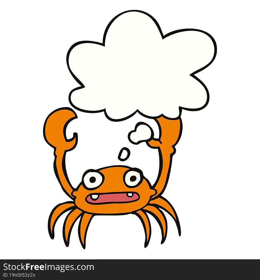 cartoon crab with thought bubble. cartoon crab with thought bubble